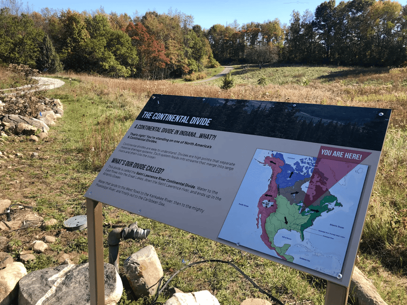 A wooded ridge marking the continental divide near South Bend, Indiana