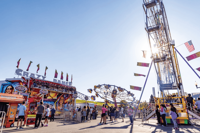 Carnival rides at the Harvest Homecoming Festival in New Albany, Indiana