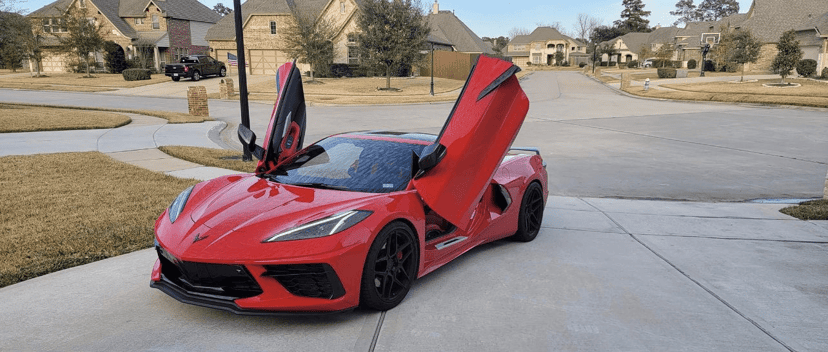 A sports car fitted with vertical doors by Bokeyno Motorsports
