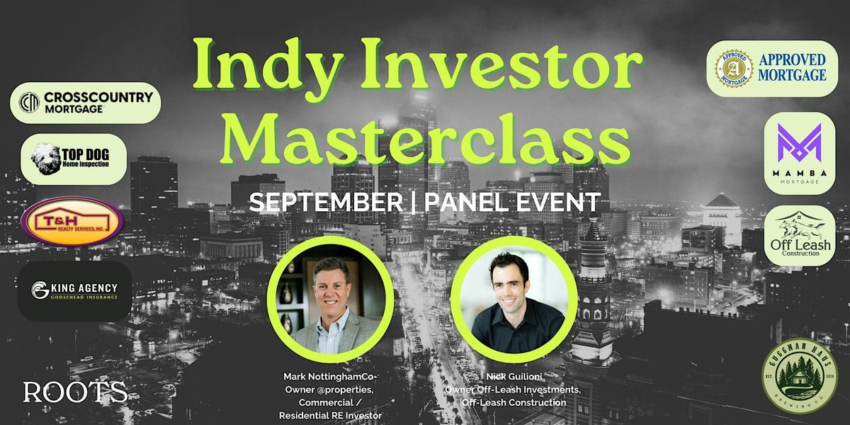 September Indy Investor Masterclass event flyer