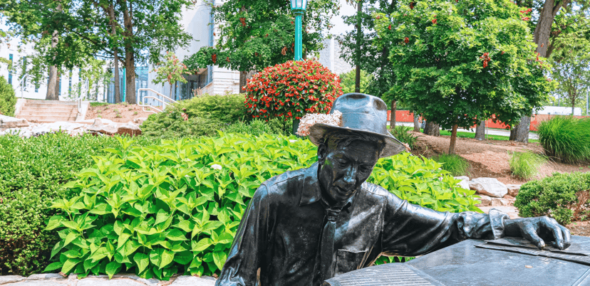 A shaded park in Bloomington, Indiana