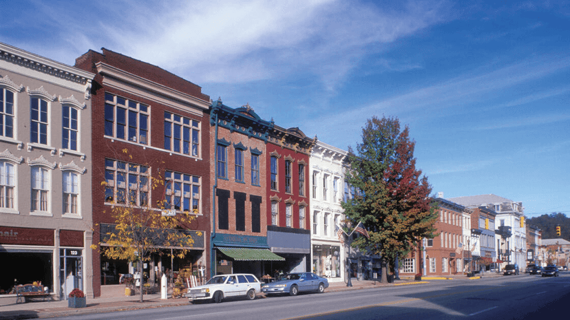 Historic riverfront architecture in Madison, Indiana