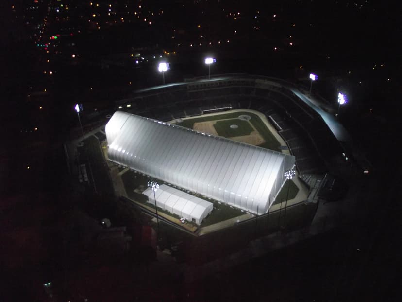 A spacious indoor structure was temporarily built on the field surface at Victory Field, allowing the venue to host numerous events leading up to Super Bowl XLVI in Indianapolis in 2012.