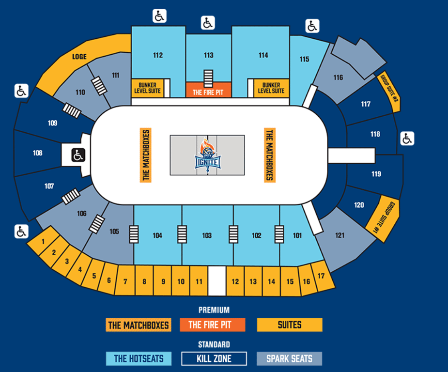 Seating chart for the new Indy Ignite