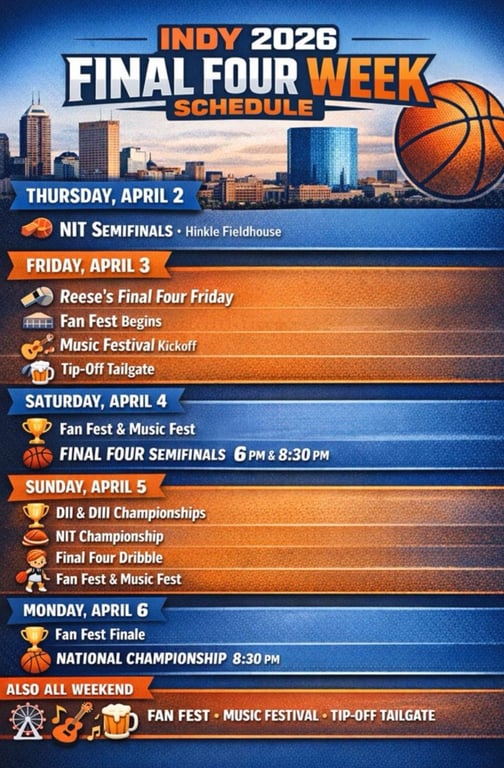 NCAA Final Four Events Schedule, from Get Fishers: ⛵ Spring Break & Sports