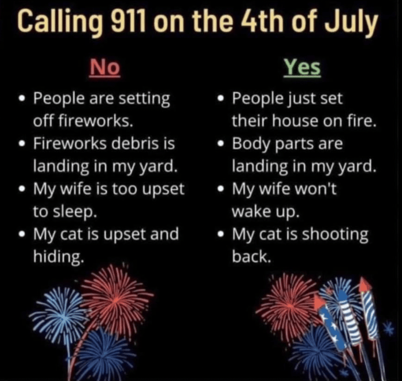 Your annual Fireworks meme