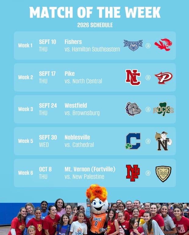 This year Indy Ignite is featuring 5 high school volleyball matches with it’s IU Health High School Match of the Week series.
