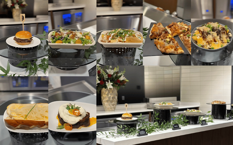 All the food options in the VIP area
