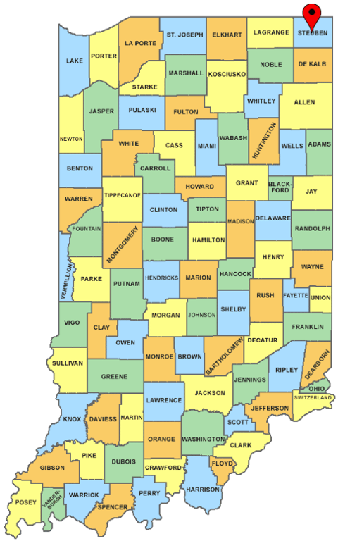 Fast Facts, from Get Indiana: 105 Lakes & 9,456 Stories: Angola, Indiana