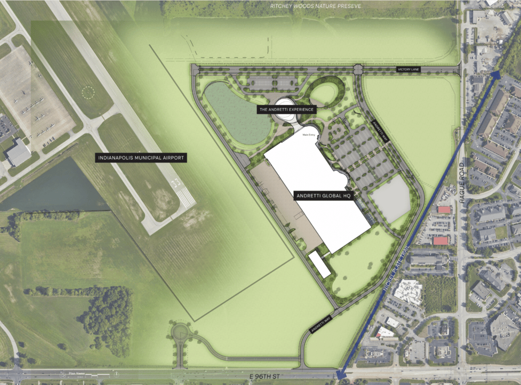 Top-down view of the new Andretti building