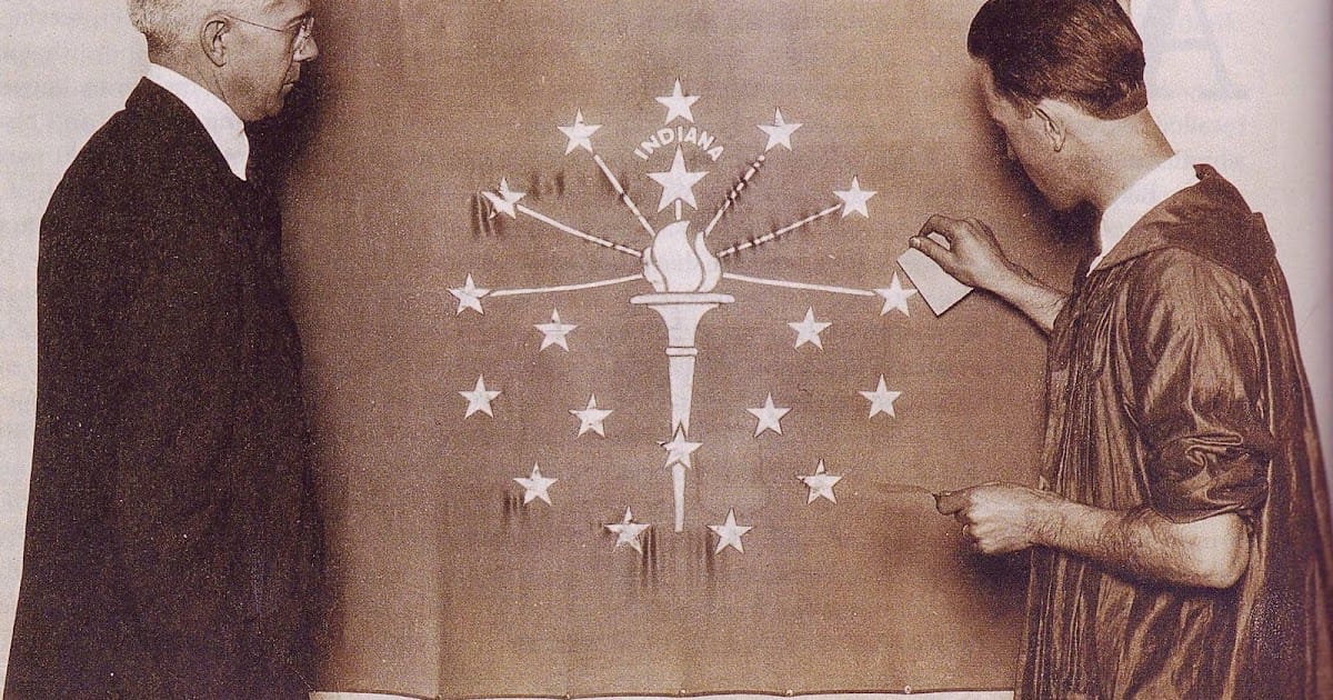 “Home of the State Flag”, from Get Indiana: IN Trivia: Who Made the State Flag?