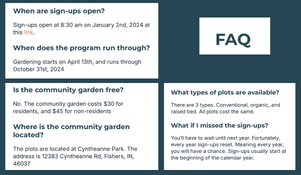 quick details on community garden signups