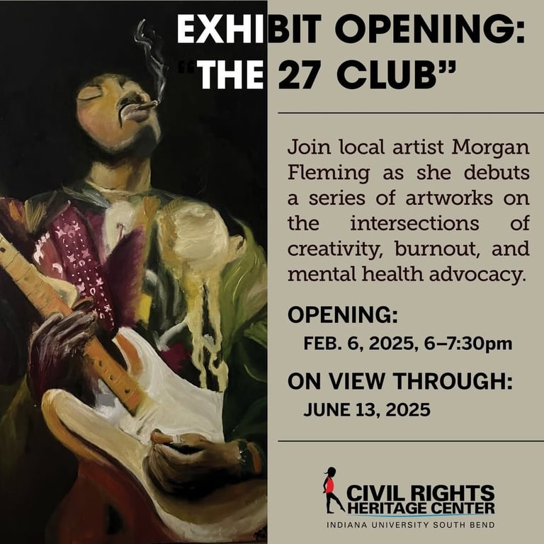 🎨 Exhibition opening: “Morgan Fleming: The 27 Club”, from Get South Bend: Drewrys Smokestack: will it stay or will it go?