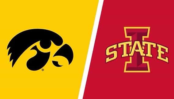 A college football stadium packed with fans on game day in Iowa