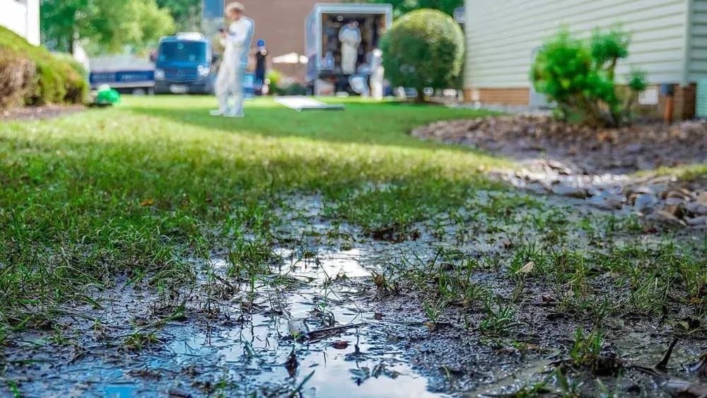 Indianapolis home exterior after heavy rain
