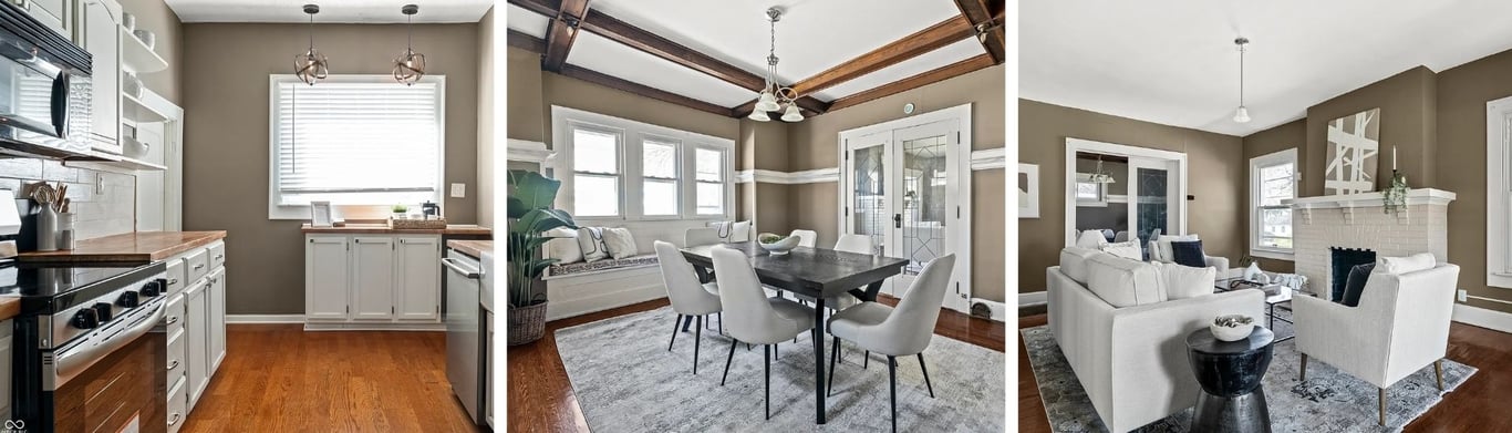 Other features include: two-tone kitchen, private third-floor suite, and rare two-car garage on a quiet, tree-lined street.