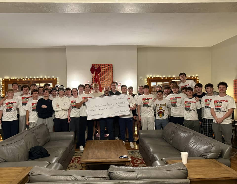 The Purdue chapter with its 2024 check for Lafayette Urban Ministry