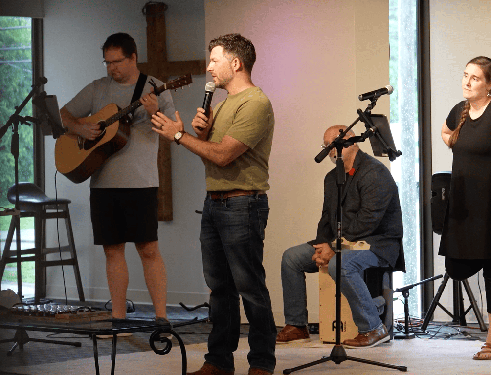 The worship team leading singing on a Sunday morning