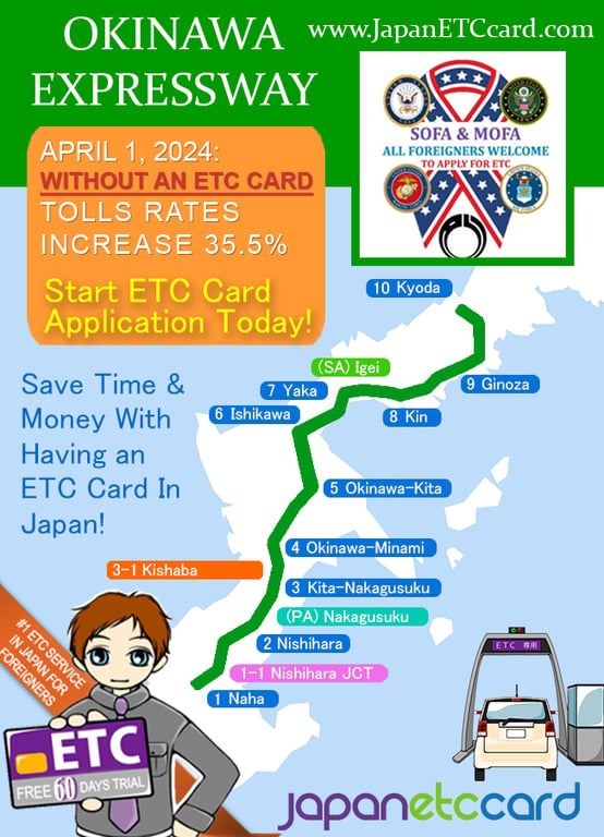 Okinawa Expressway Tolls Increase April 1st, 2024 For Cash Paying Customers