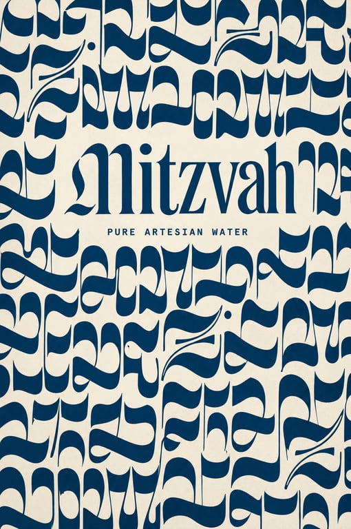 Mitzvah bottle on a minimal stand with directional sunlight