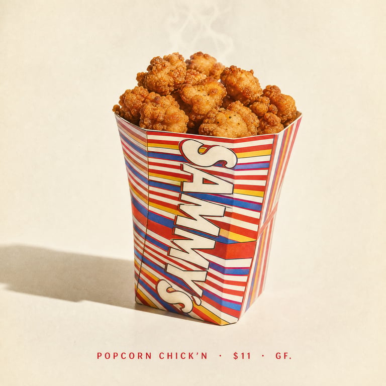 Sammy's American Favorites menu still 2 — plated dish on a printed menu card