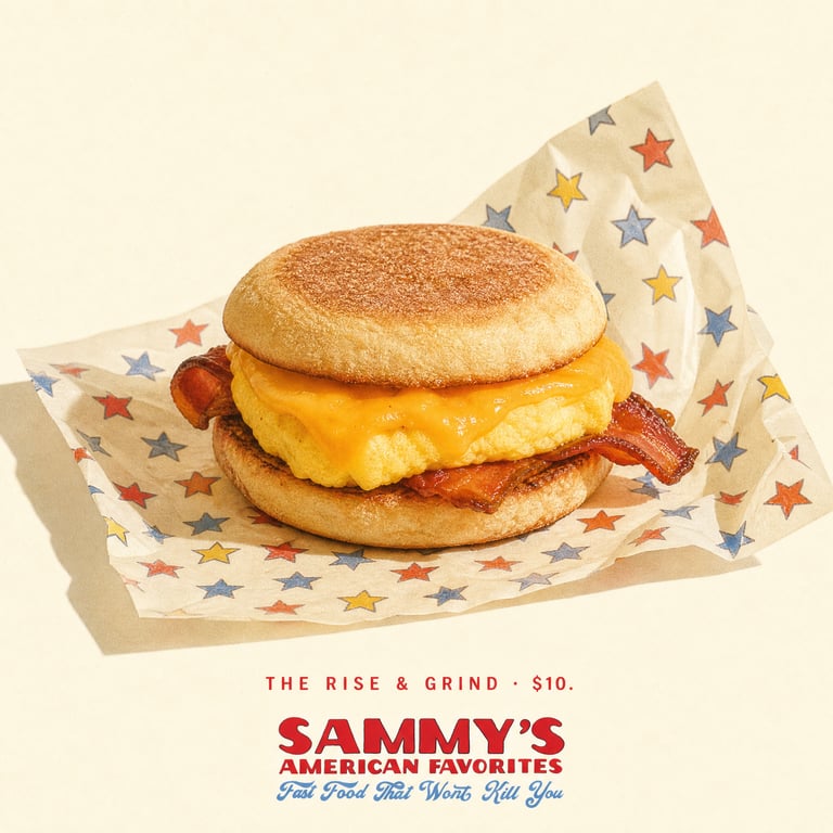 Sammy's American Favorites menu still 4 — plated dish on a printed menu card