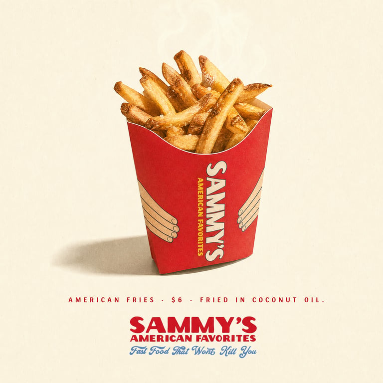 Sammy's American Favorites menu still 5 — plated dish on a printed menu card