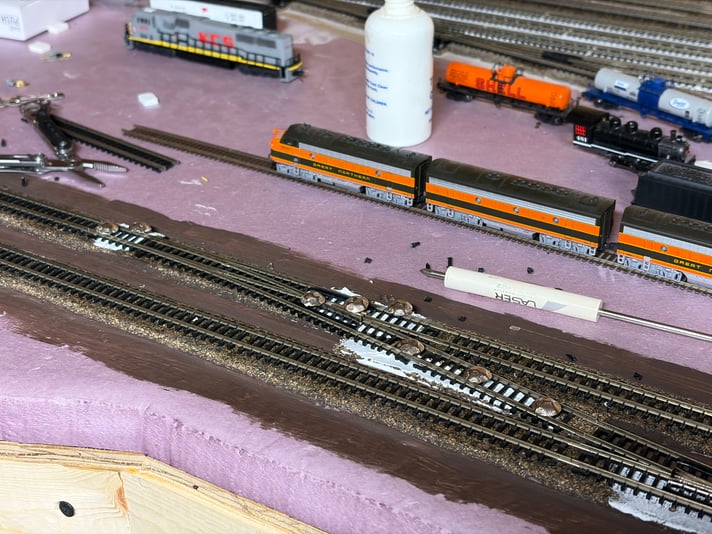 Installed the 2nd switch of the new crossover. Day 37 of track work