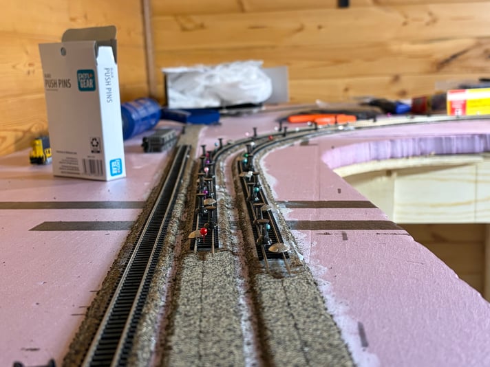 The first sections of track for the mainlines laid, Day 14 of track work