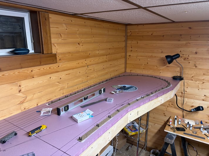 Roundhouse curve outer loop fully corked, day 4 of track work