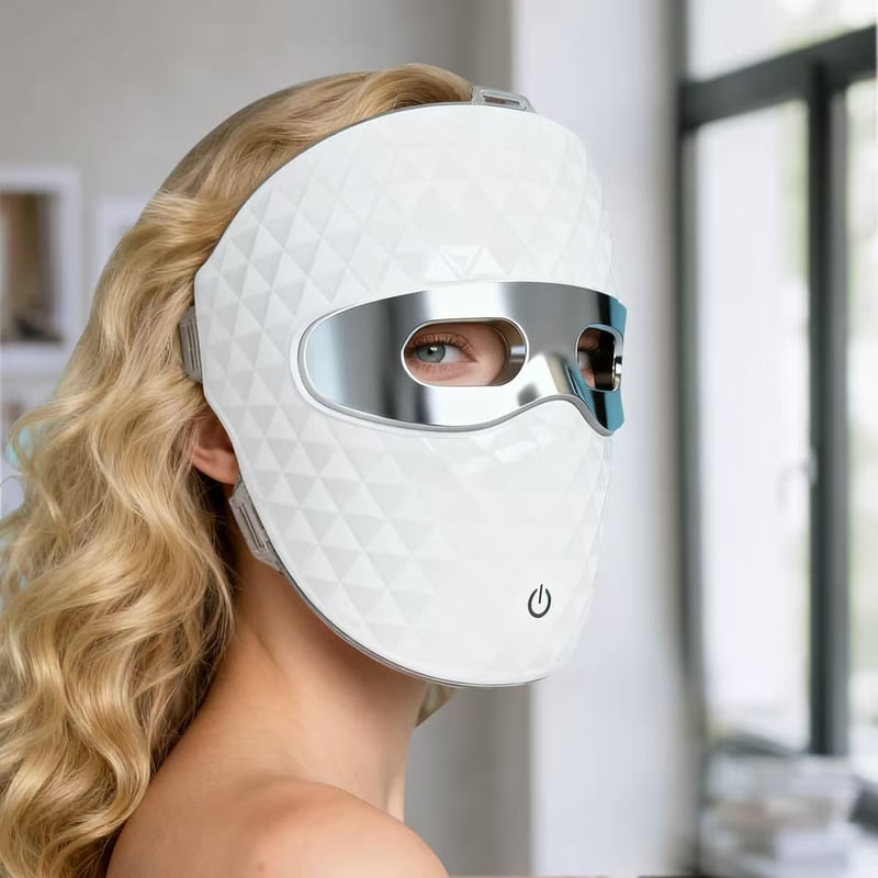 The mask worn in profile, with the shielded eye opening visible
