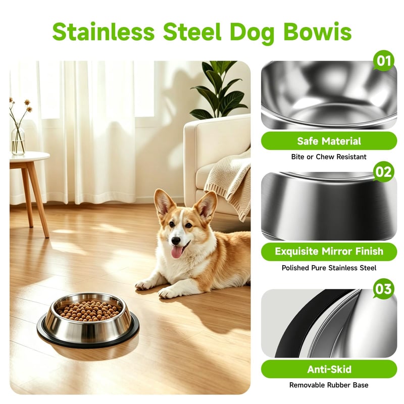 Stainless Steel Dog Bowls, 3-Pack — supplier product photo 4