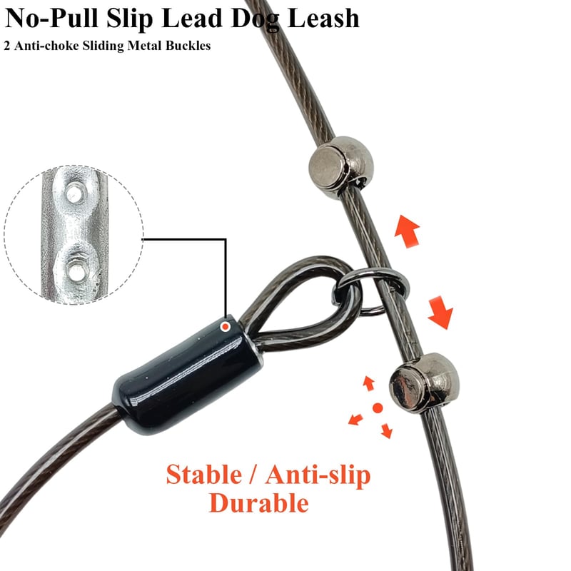 Chew-Proof Steel Cable Slip Lead, 5 ft — supplier product photo 3