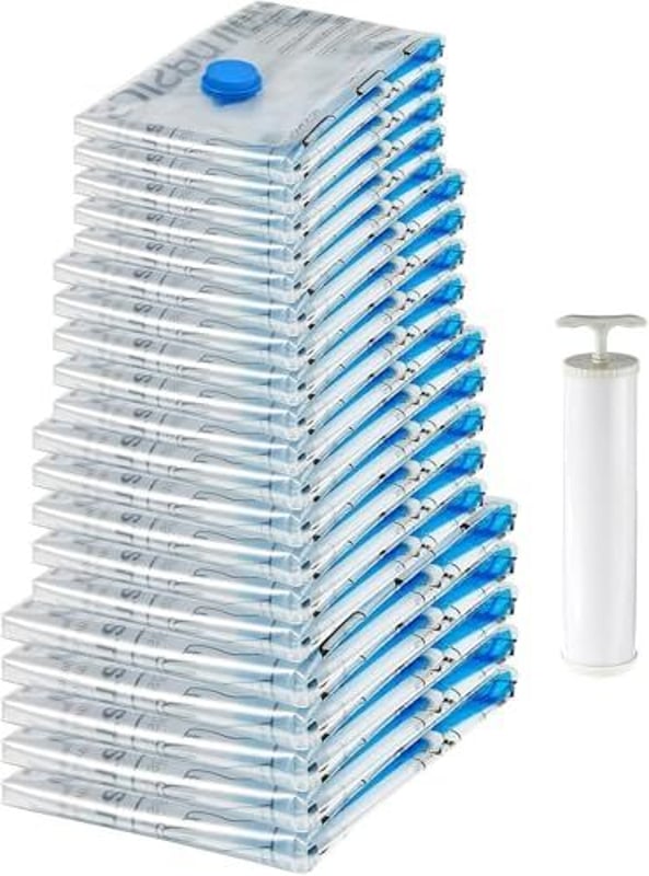 Amazon Basics Vacuum Storage Bags with Hand Pump (20-Pack)