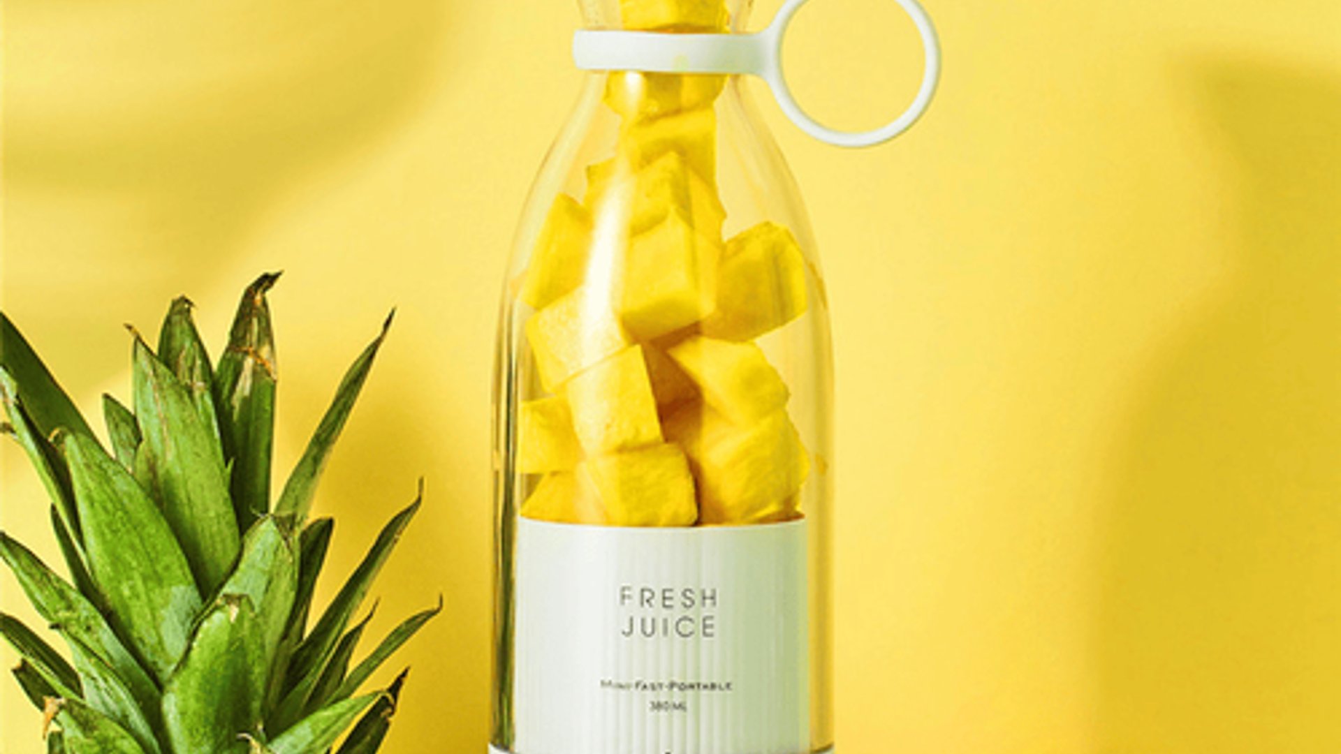 Three portable blenders on a white background