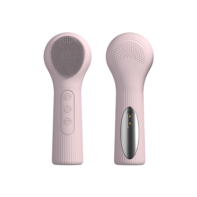 Dual-Sided Silicone Cleansing Brush in pink, both faces shown