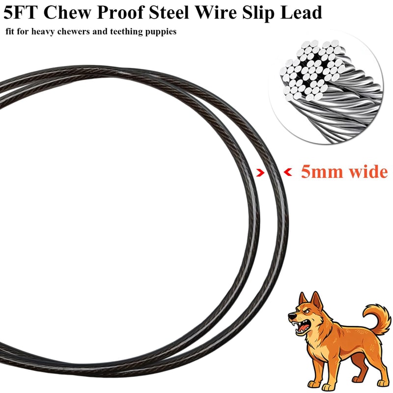 Chew-Proof Steel Cable Slip Lead, 5 ft — supplier product photo 2