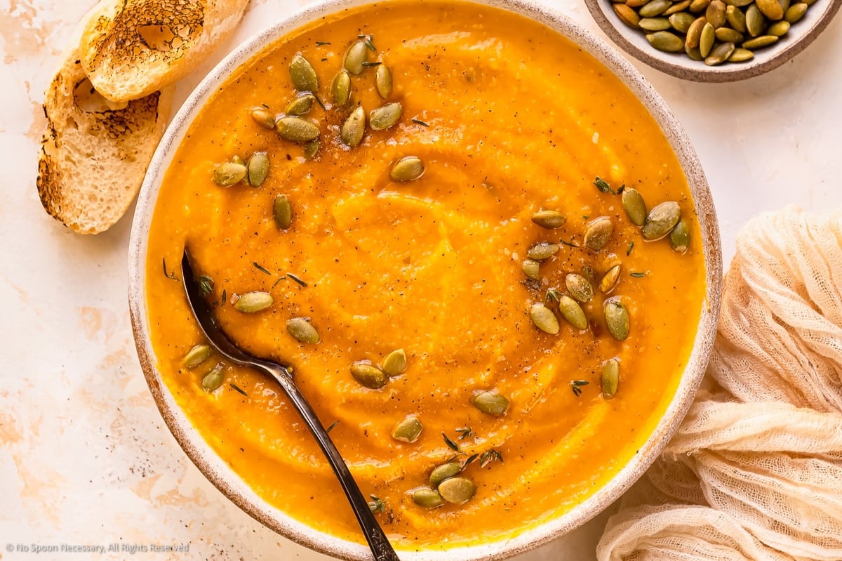 Infused Cannabutter Nut Squash Soup with Toasted Pepitas