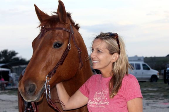 Andi Sloan, with her horse Heathen.