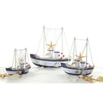 Fischerboot mit Fangnetz ca. 15x16,5x4 cm 90550