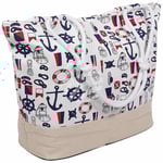 Shopper Einkaufstasche Strandtasche Weiss Maritim TT-m10—1