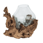 Glas XXL mundgeblasen auf Wurzelholz D. 30 Breite und Höhe ca. 50-60 cm 2829