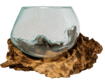 Glas L mundgeblasen auf Wurzelholz Durchmesser 15-20 cm 2835