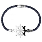Geflochtenes Armband aus Echtleder und Edelstahl, Schwarz mit Steuerrad image_5040012-002_2_1280x1280
