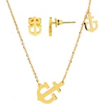 Edelstahl Schmuckset mit Ohrsteckern und Kette mit Anker, Gold image_5120028-002_1_1280x1280
