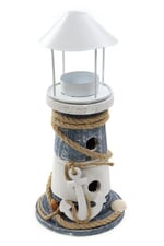 Teelichthalter Leuchtturm blau-weiß aus Holz mit maritimer Deko 1300140_3
