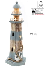 Leuchtturm mit LED Licht aus Holz, Groß 1301110_6