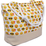 Shopper Einkaufstasche Strandtasche weiss Emoticon ca. 48 cm x 35 cm