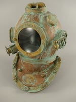 Taucherhelm Alu Messing/Kupfer brüniert H.47x42cm 244009a