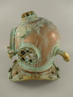 Taucherhelm Alu Messing/Kupfer brüniert H.47x42cm 244009e